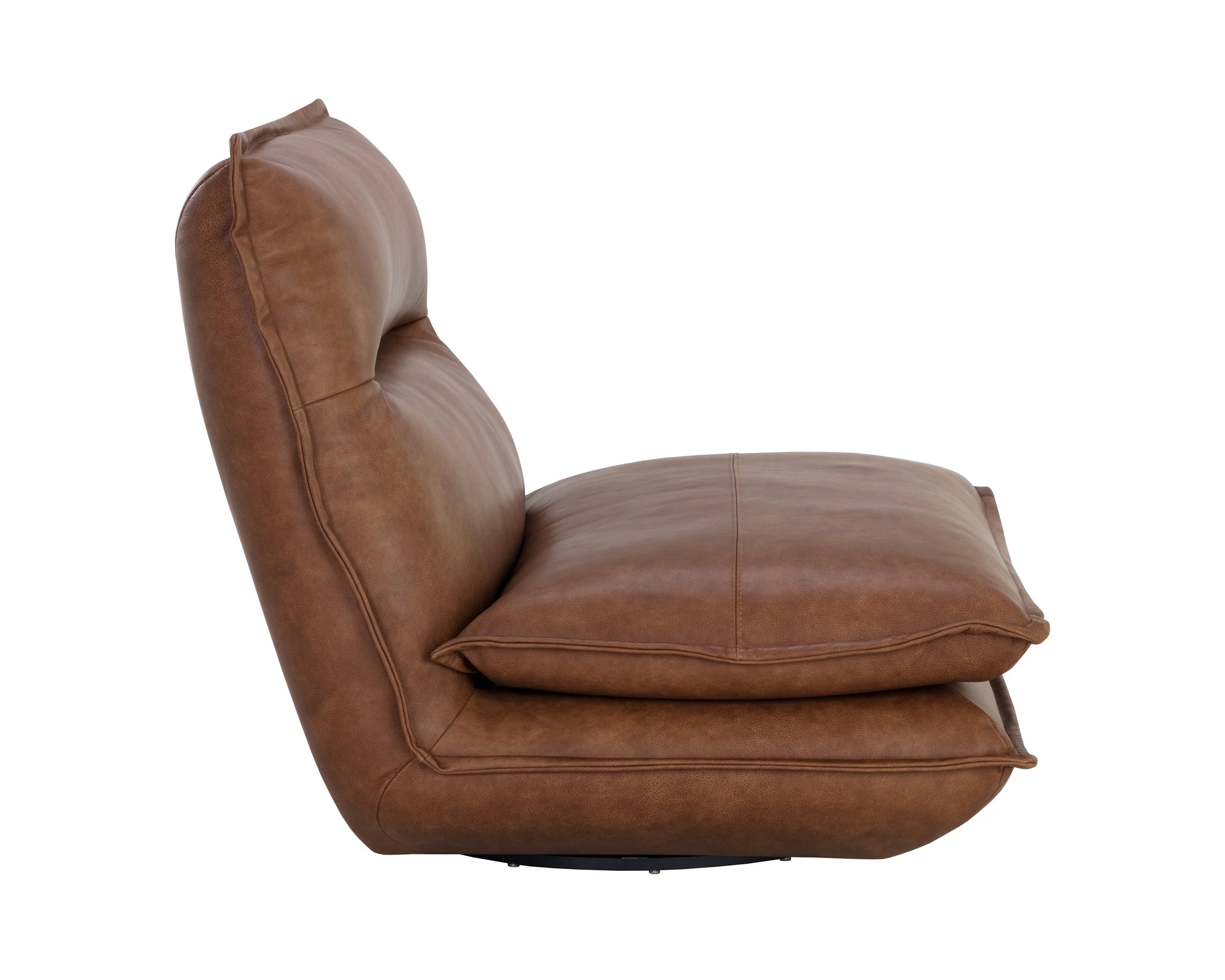 Colson Swivel Armless Chair - Cognac Leather - Image 3