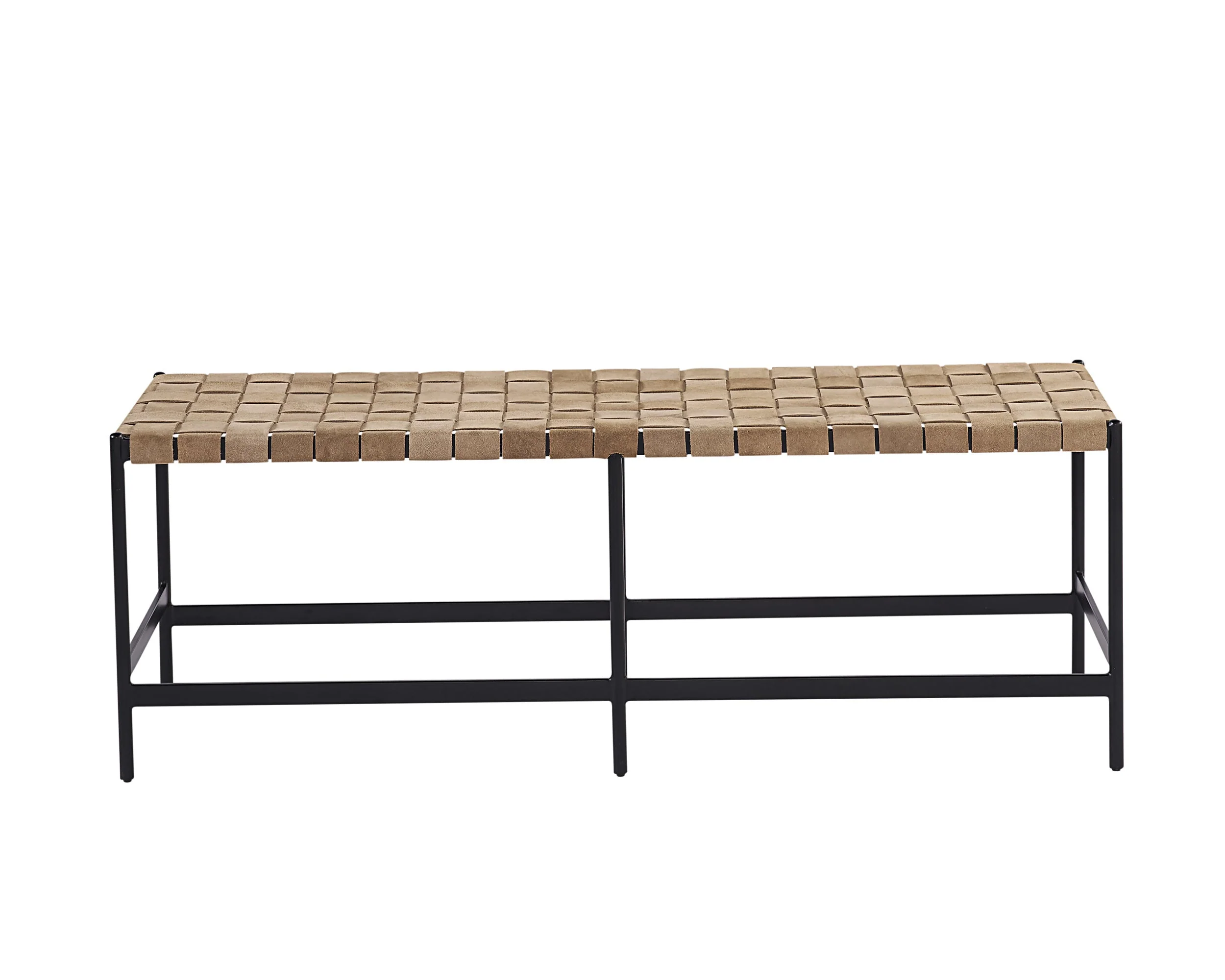 Omari Bench - Suede Light Tan Leather - Image 2
