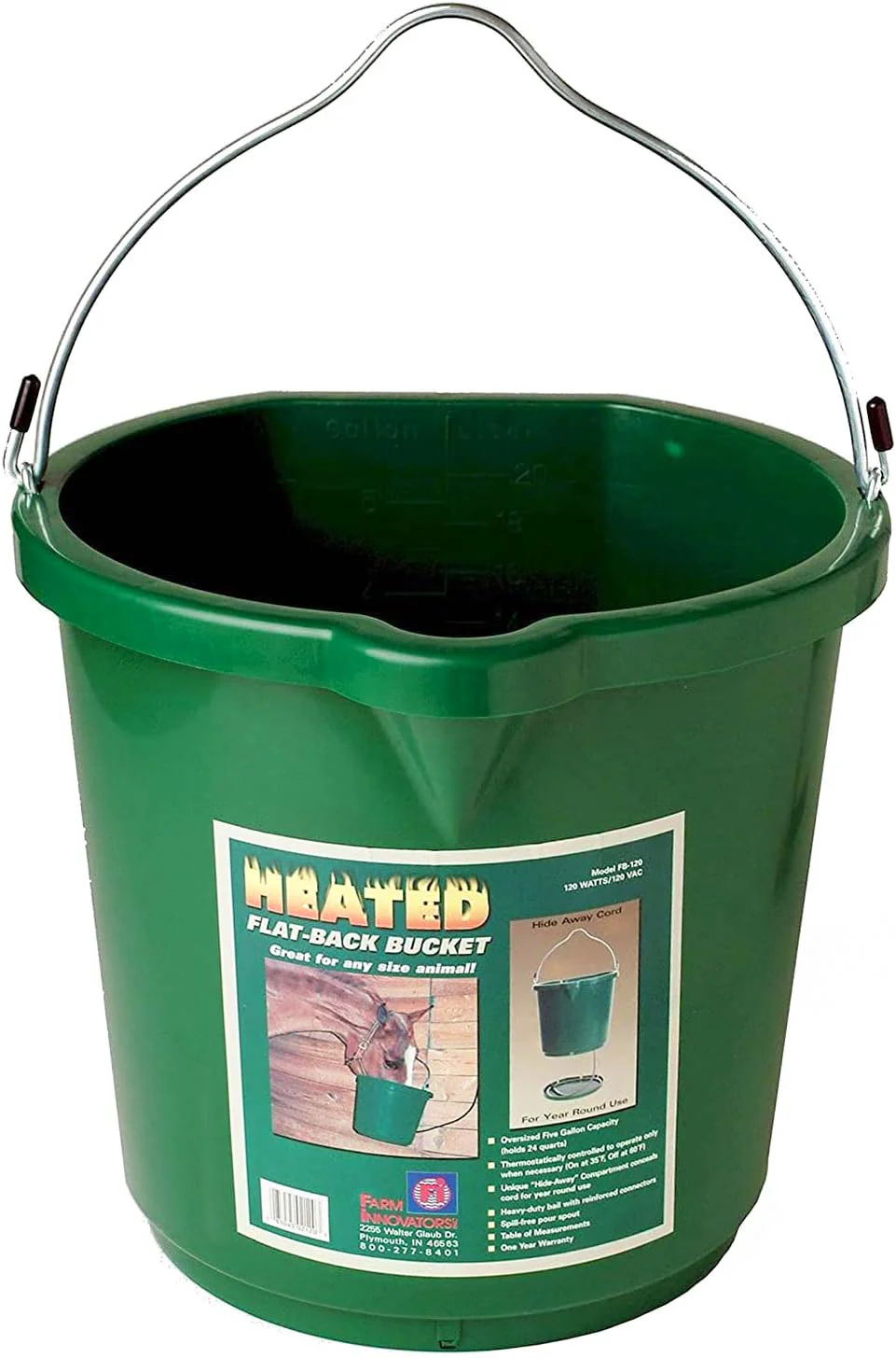 Farm Innovators Heated Flat-Back Water Bucket, 5 Gallon - Image 2
