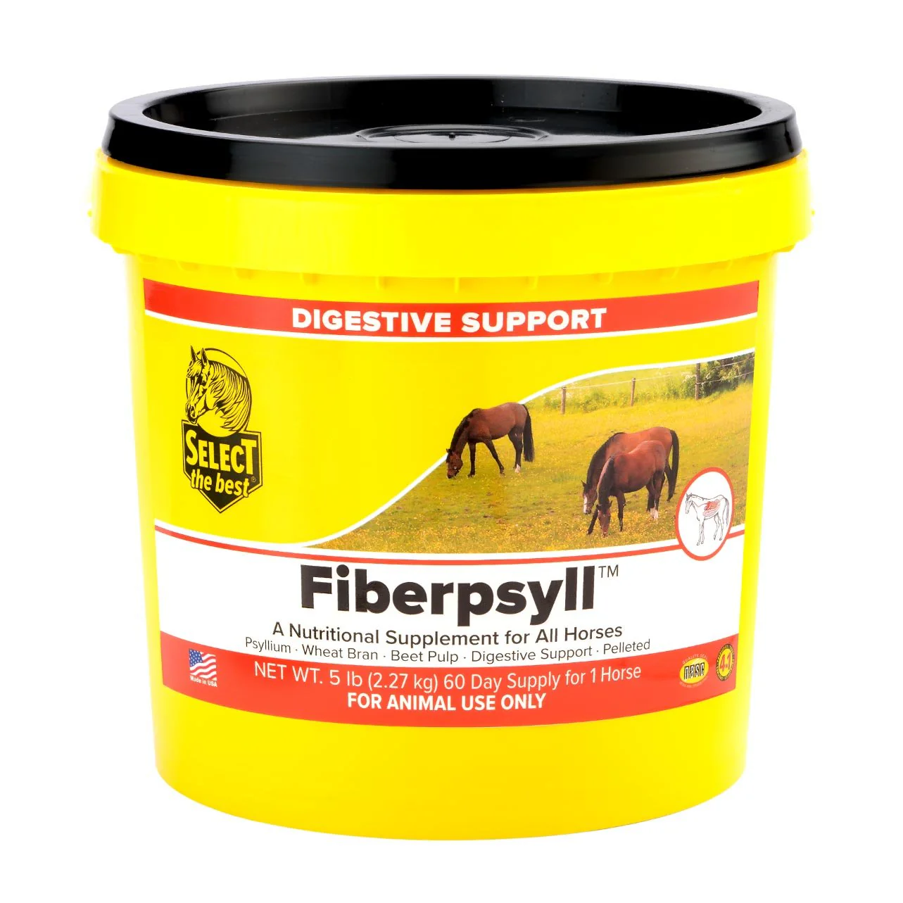 Fiberpsyll Psyllium Pellets – Digestive Support & Sand Removal Supplement for Horses with Probiotics & Enzymes - Image 1