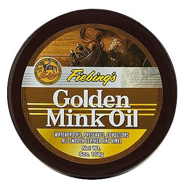 Fiebing’s Golden Mink Oil Leather Preserver – Softening, Conditioning, and Waterproofing Treatment for Smooth Leather, 6 oz - Image 1