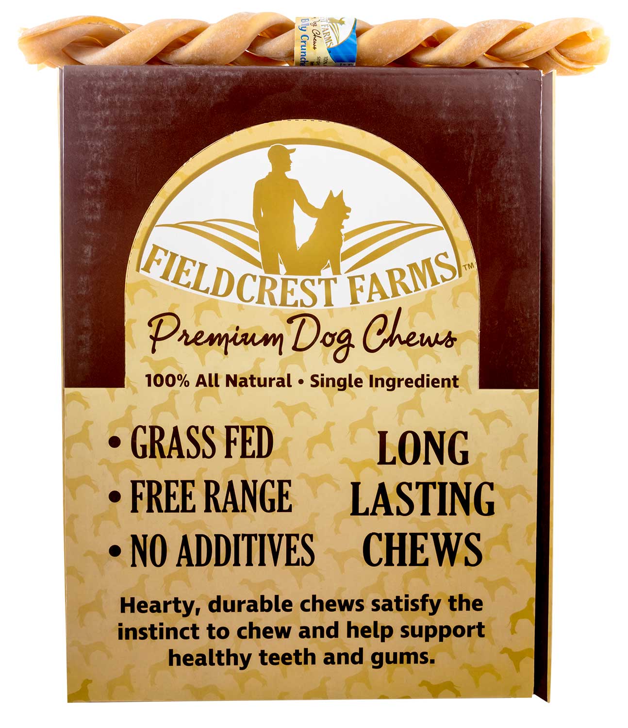 Fieldcrest Farms Braided Bully Crunchers Dog Treats, All-Natural Long-Lasting Chew, Grass-Fed Beef, Single Ingredient, Odor-Free - Image 3
