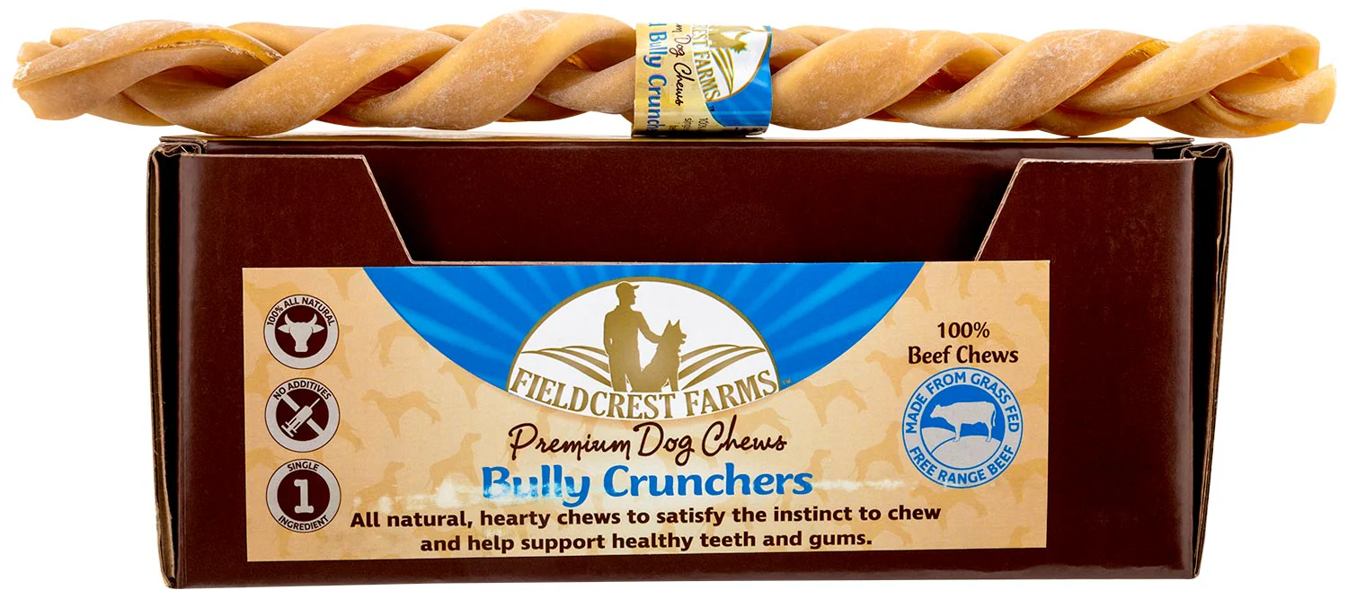 Fieldcrest Farms Braided Bully Crunchers Dog Treats, All-Natural Long-Lasting Chew, Grass-Fed Beef, Single Ingredient, Odor-Free - Image 2