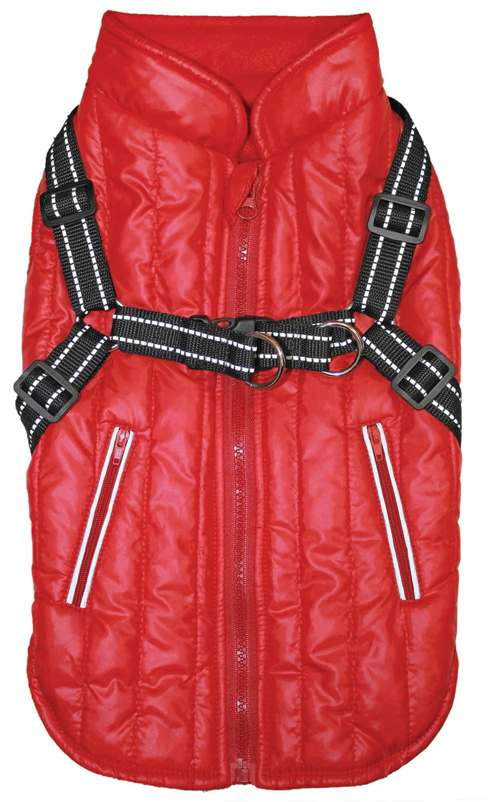 Fleece-Lined Puffy Parka Dog Jacket with Built-In Harness - Image 3