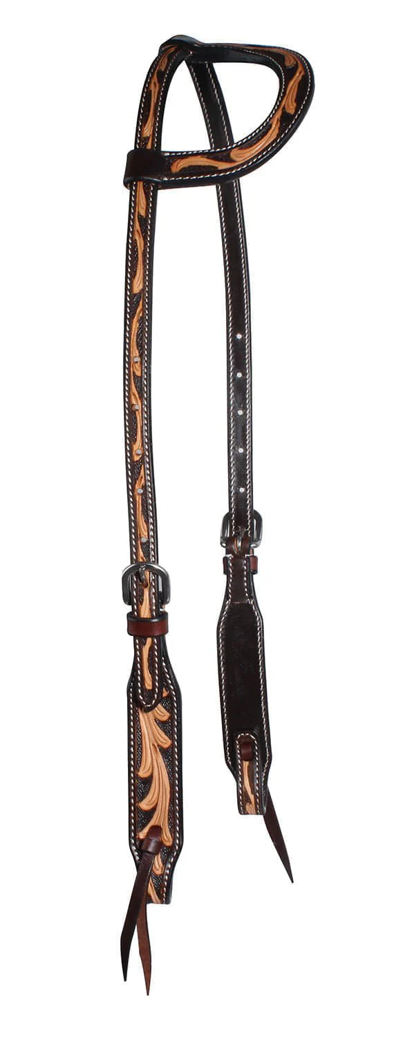 Professional's Choice Floral One Ear Headstall, Brown - Image 1