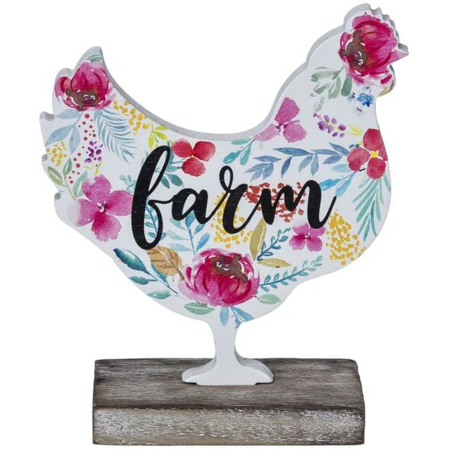 Floral Farm Chicken Tabletop Decor - Image 1