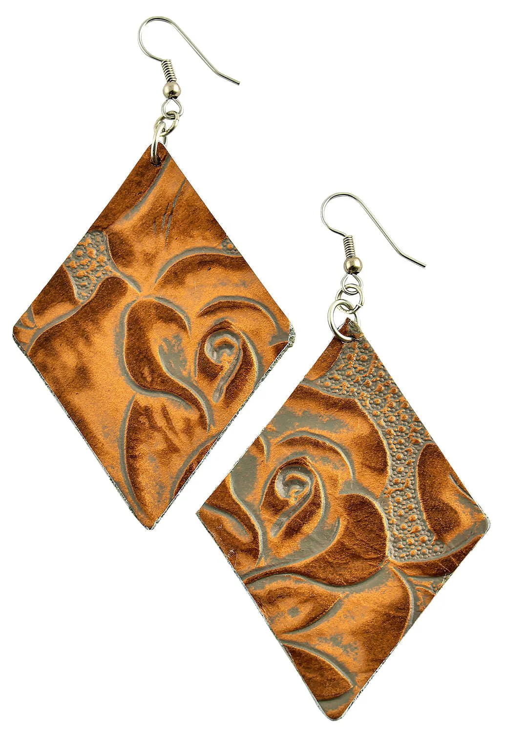 Floral Tooled Diamond Earrings - Image 1