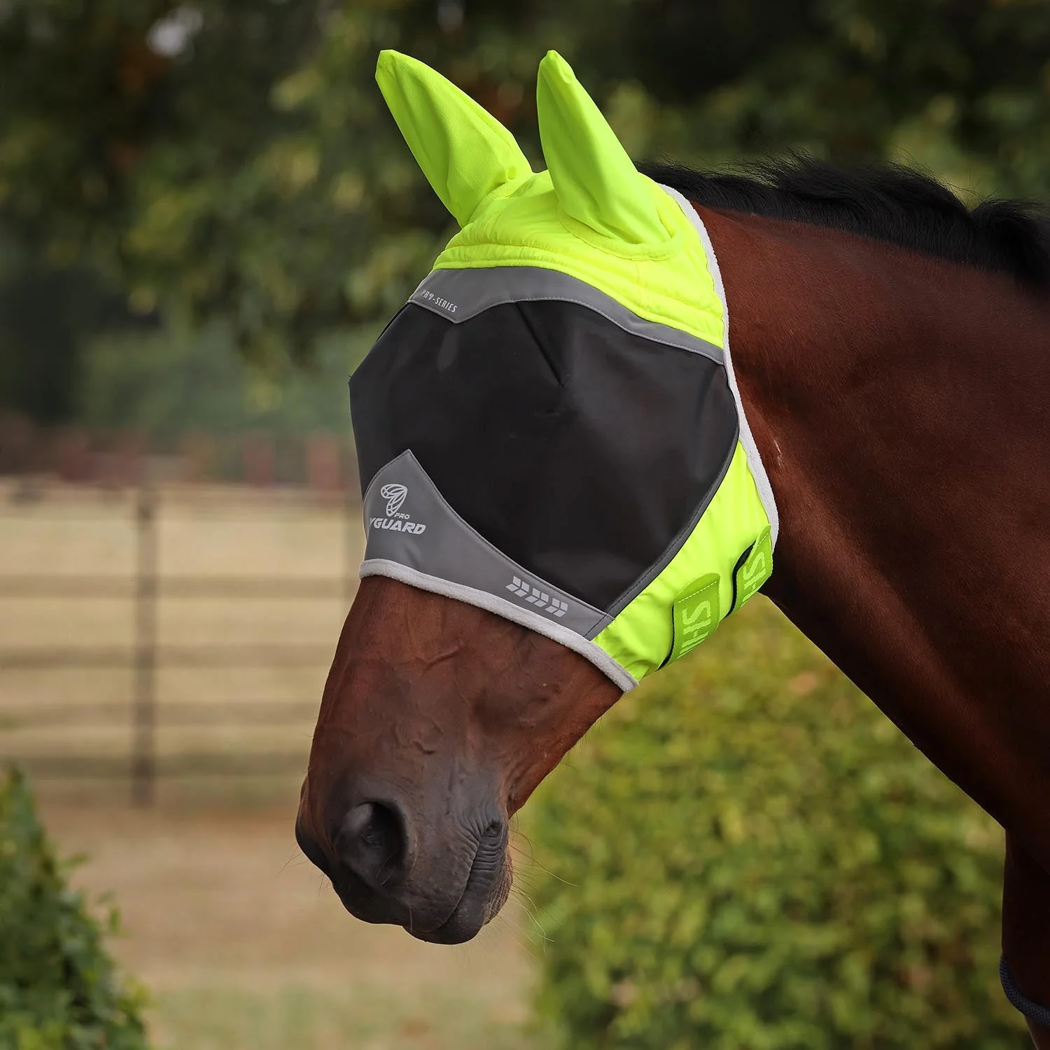 Flyguard Pro Hi-Viz Fine Mesh Horse Fly Mask with Ears - Image 1