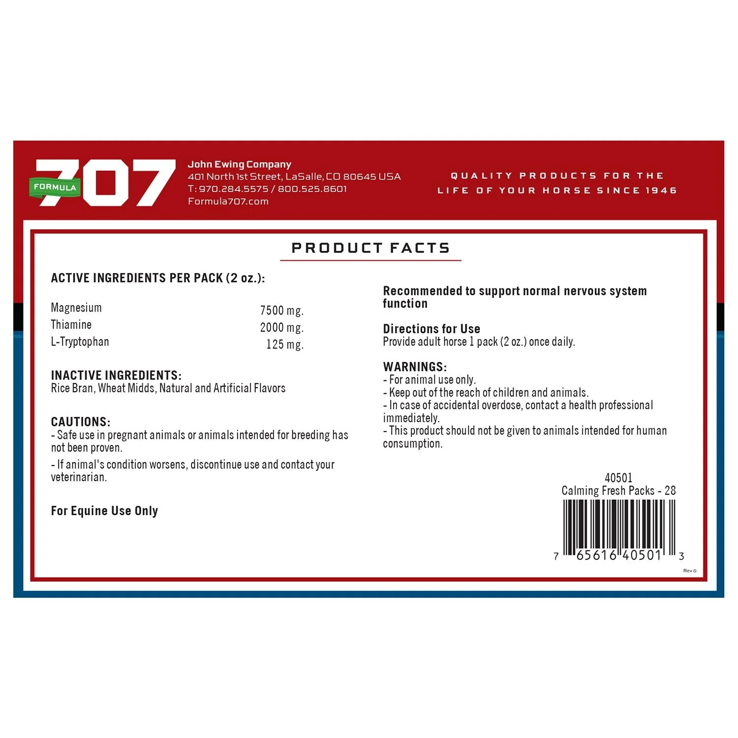 Formula 707 Calming Daily Fresh Packs Horse Supplement - Image 2