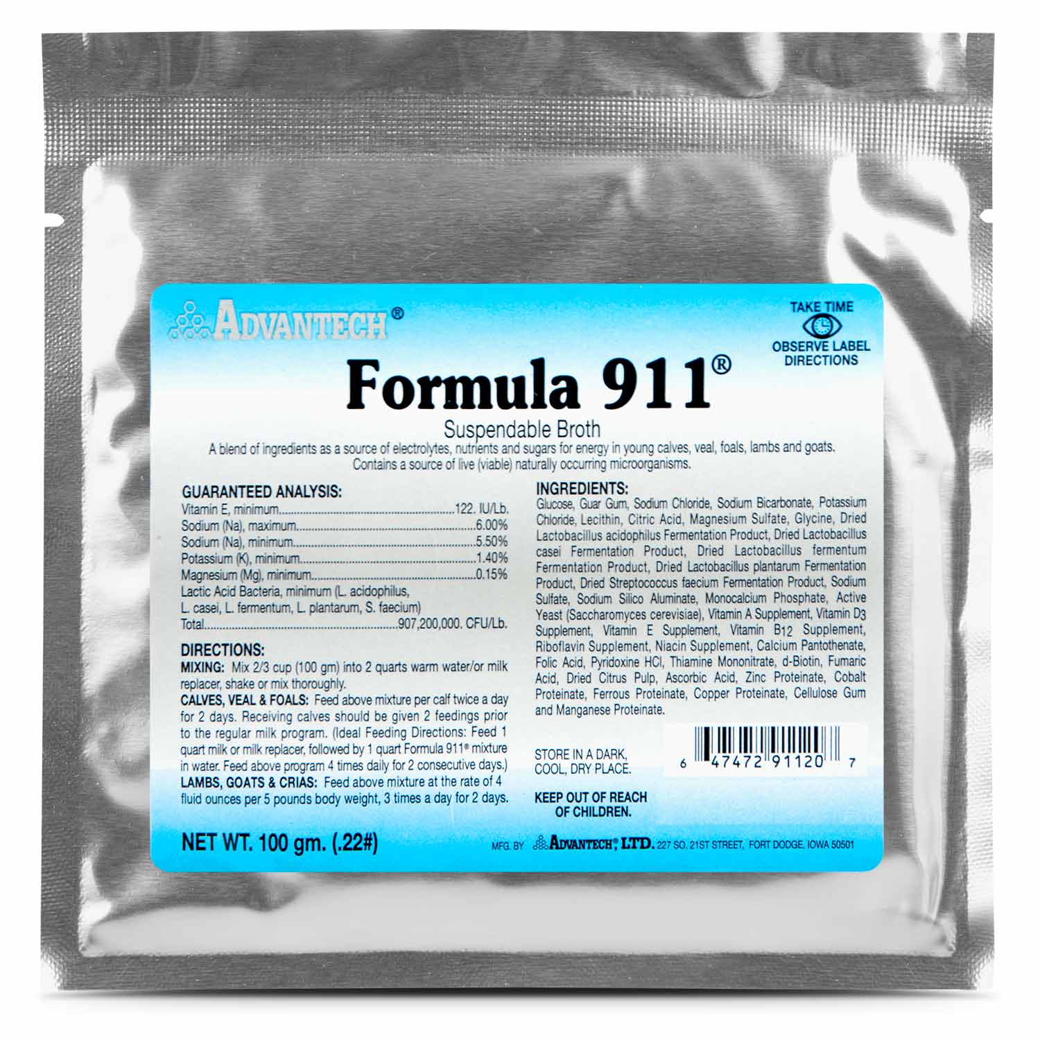 Formula 911  Suspendable Broth (100 gram Packet) Oral Rehydration Powder for Livestock - Image 1