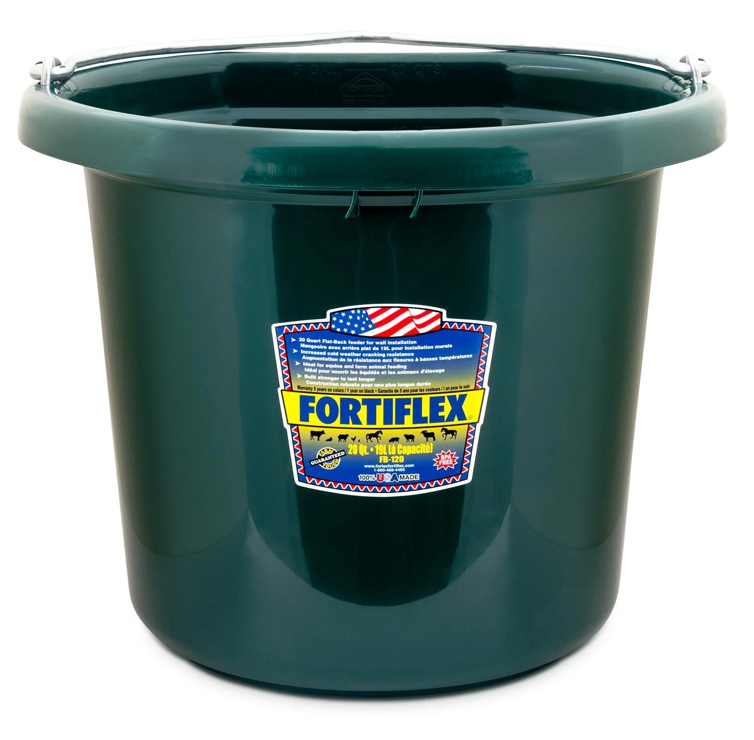 Fortiflex Flatback Bucket – Durable, Cold-Resistant Horses & Livestock Bucket, Wall-Mountable, Made in USA - Image 1