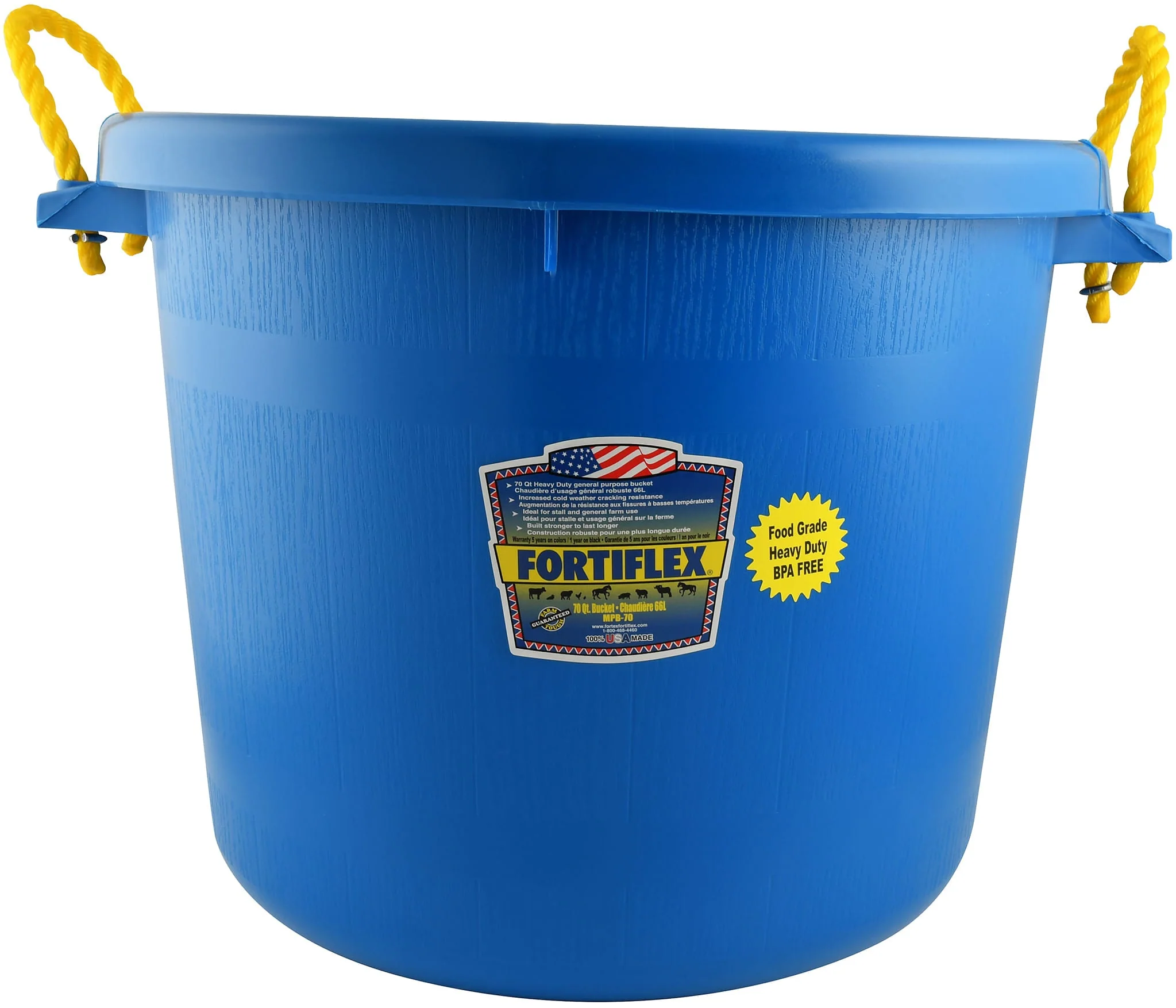 Fortiflex Heavy-Duty Plastic Muck Bucket, 70 Quart - Image 1