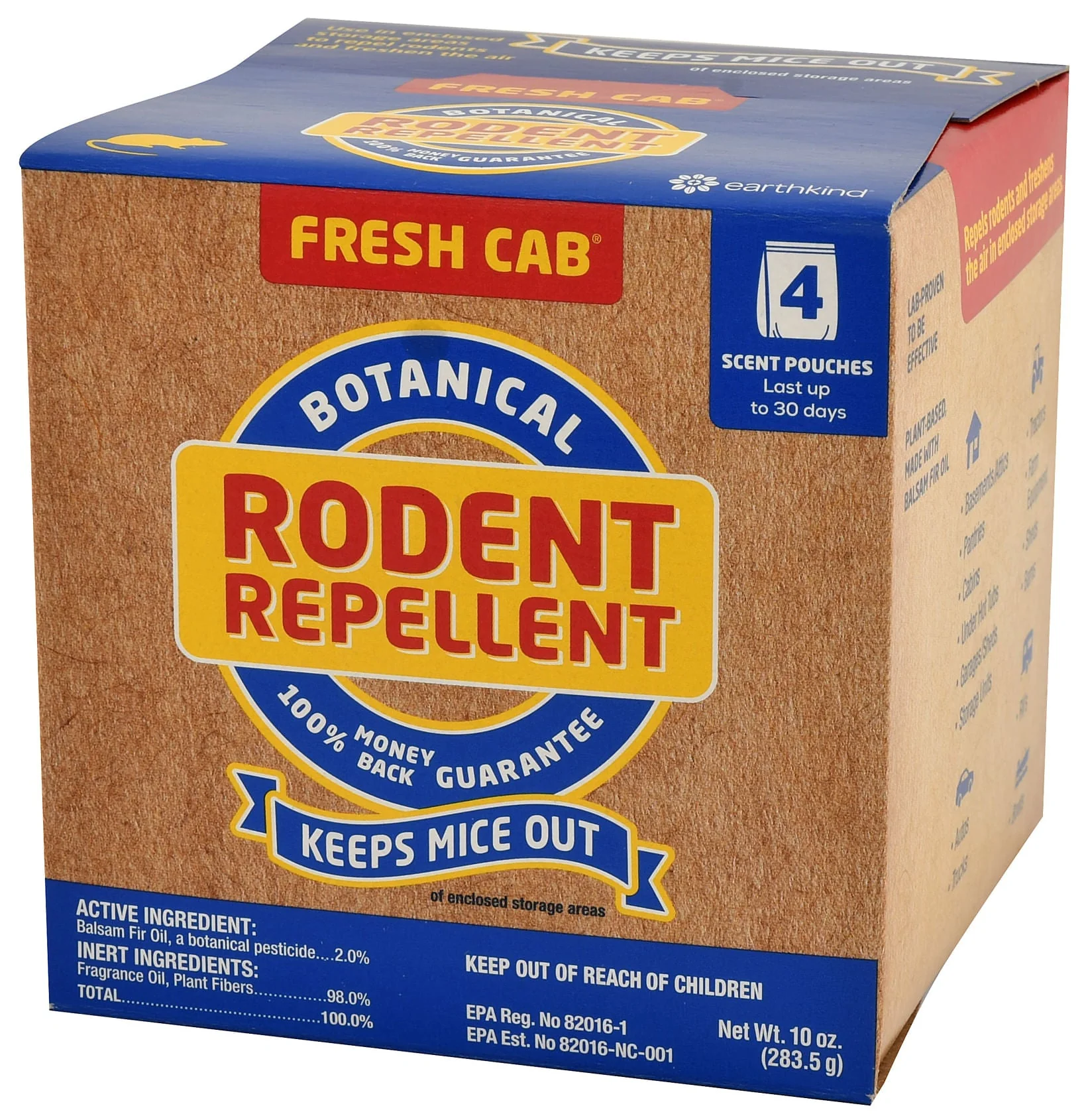 Fresh Cab Botanical Rodent Repellent – Non-Toxic, Kid & Pet Safe Mouse Control, 10 oz Box