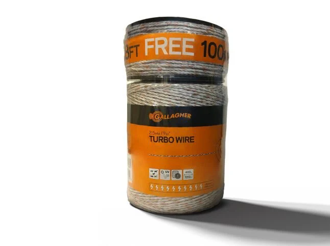 Gallagher Turbo Wire, White, 3/32” (2.5mm) – High-Conductivity Electric Fence Wire for Livestock, Portable & Long-Distance - Image 1