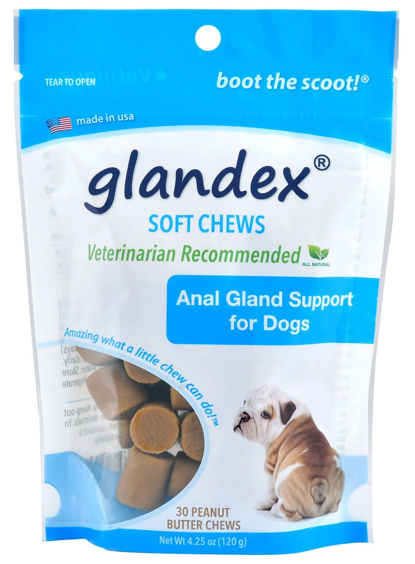 Glandex Soft Chews for Dogs, Peanut Butter - Image 1