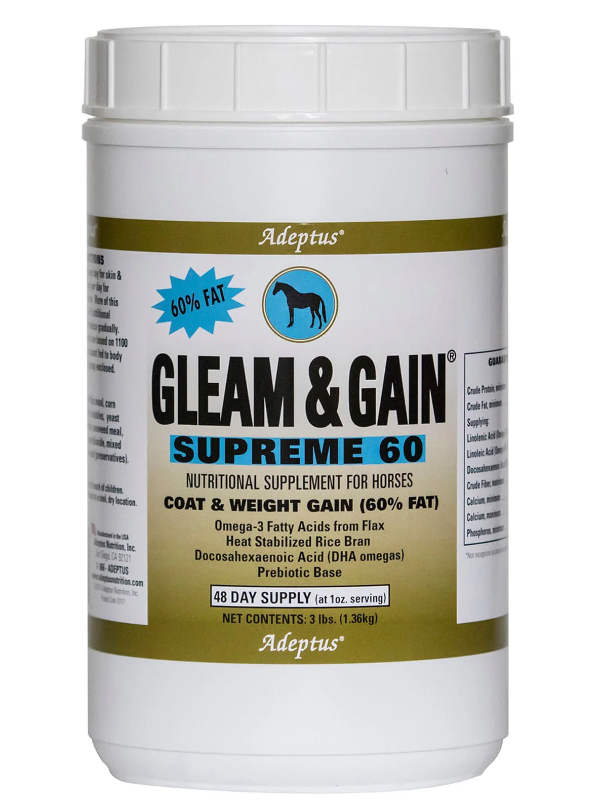 Gleam & Gain Supreme 60 Coat & Weight Gain Supplement for Horses - Image 1