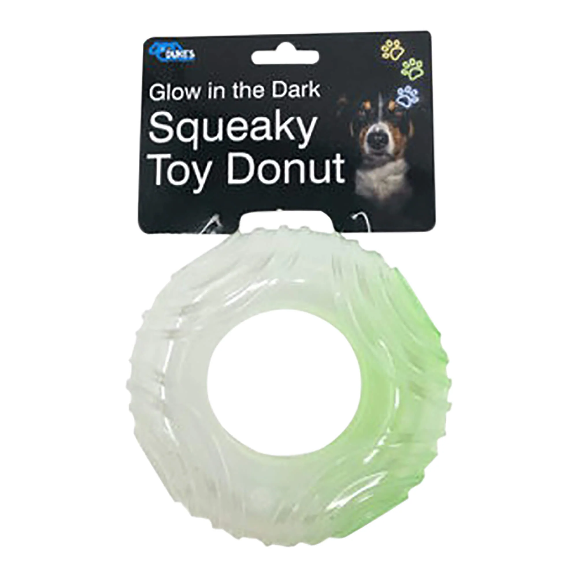 Glow in the Dark Squeaky Toy Donut, 5.5"D - Image 1