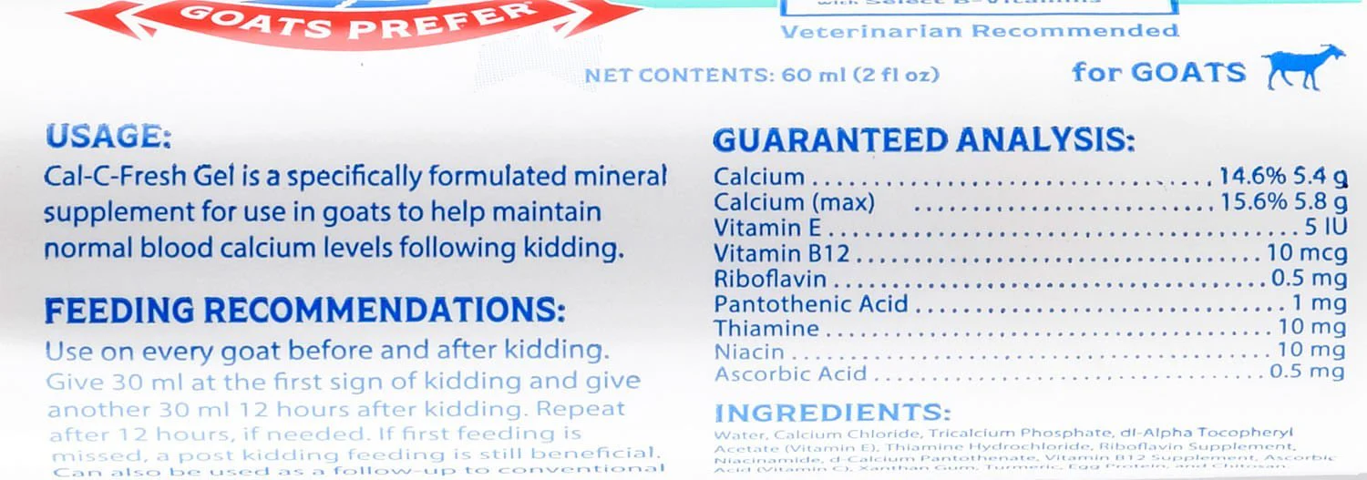 Goats Prefer Cal-C-Fresh Oral Gel 60 cc— Calcium & Mineral Supplement for Goat Kidding Support - Image 2