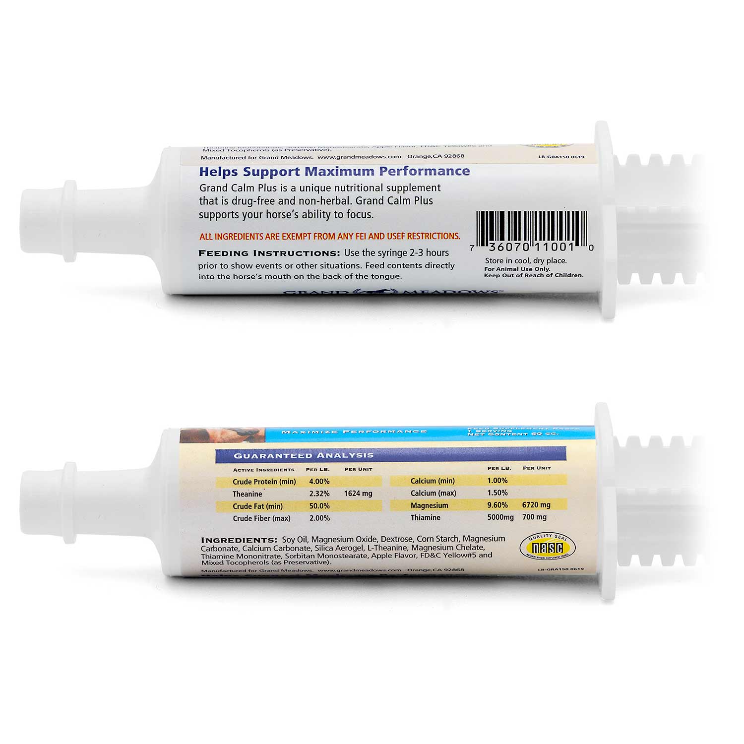 Grand Calm Paste Horse Supplement, 60cc - Image 2