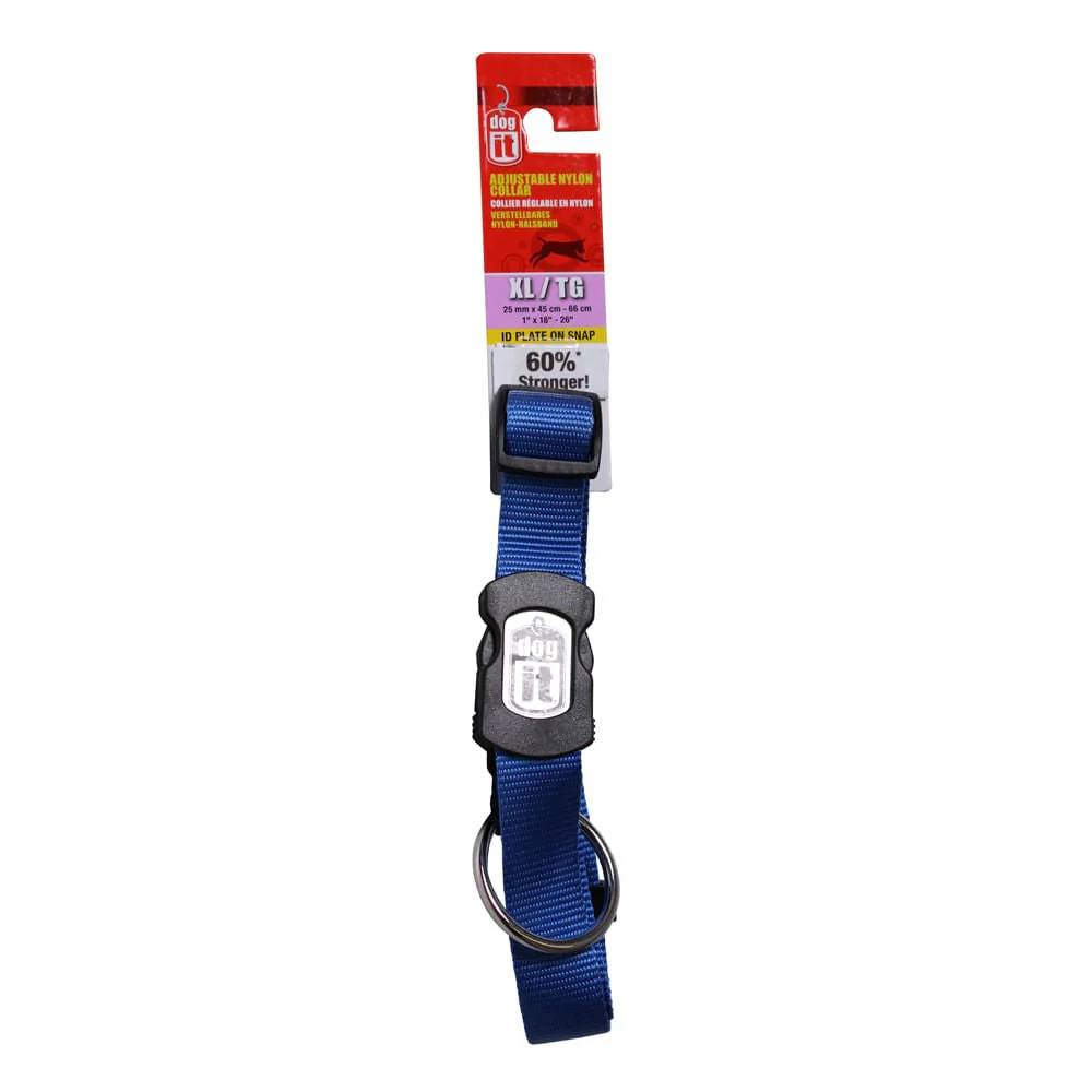 Hagen® Dogit Adjustable Nylon Collar with Snap for Extra Large Dogs, 18″-26″ Blue
