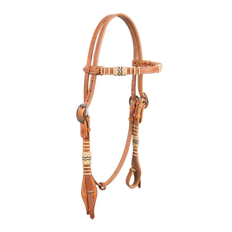Harness and Rawhide Browband Leather Headstall - Image 1