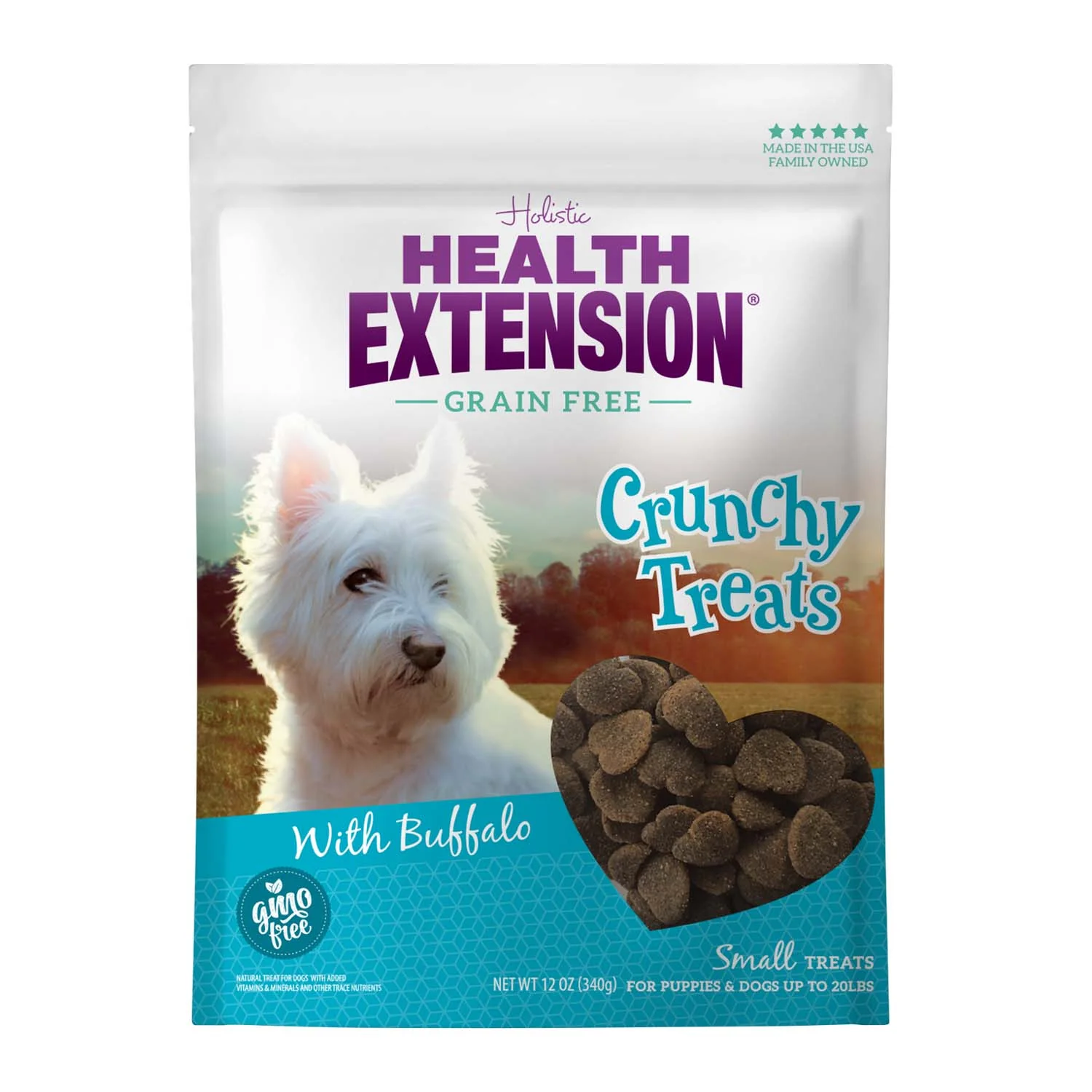 Health Extension Crunchy Heart-Shaped Cookie Dog Treats, Small, 12 oz - Image 1