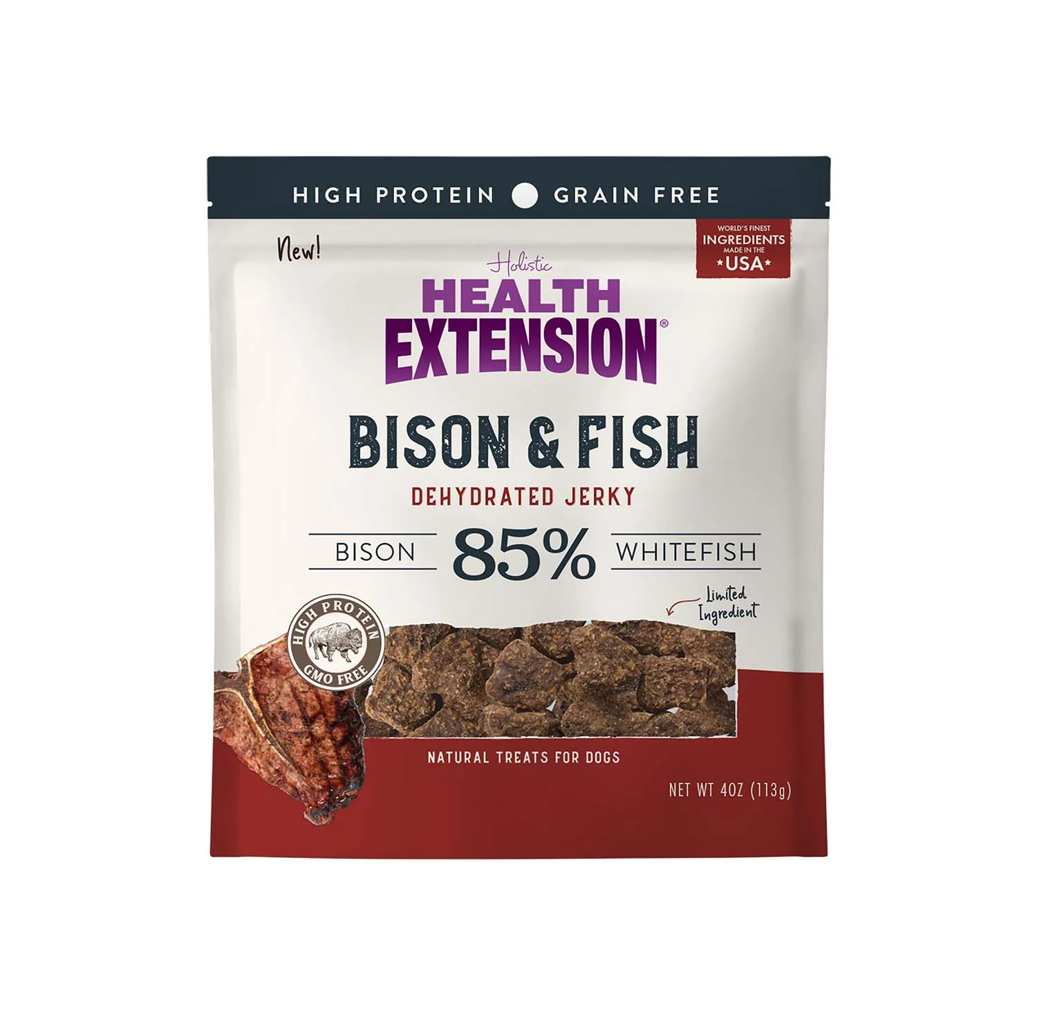 Health Extension Grain-Free Bison & Fish Jerky for Dogs - Image 1
