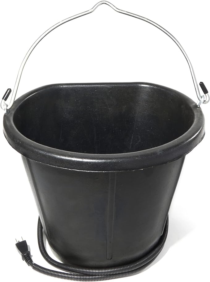 Heated Flat-Back Rubber Bucket for Livestock - Image 1