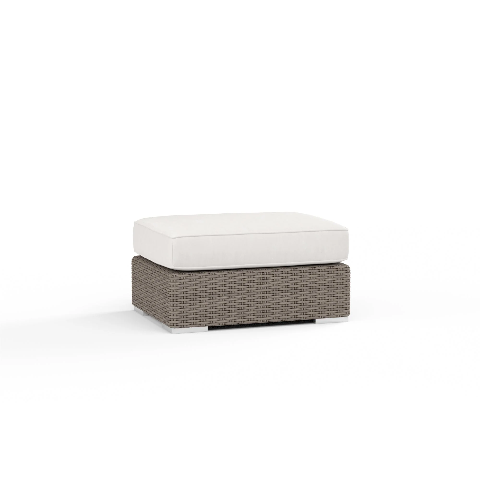 Coronado Ottoman in Canvas Flax w/ Self Welt - Image 2