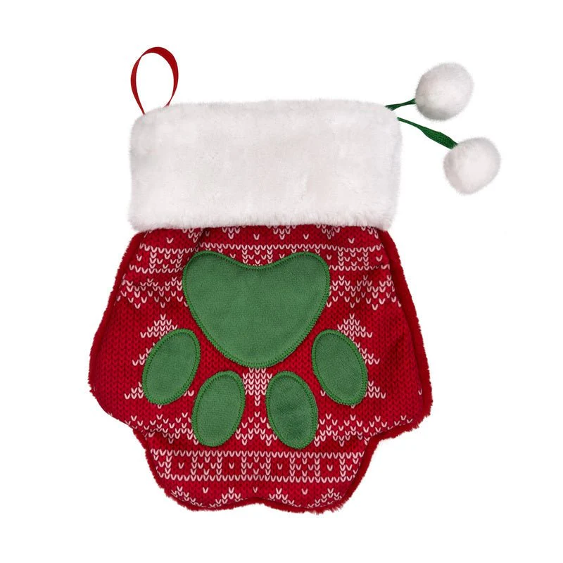 Holiday Paw Stocking Large – Festive Dog Stocking for Treats & Toys, Paw-Shaped, Polyester - Image 2