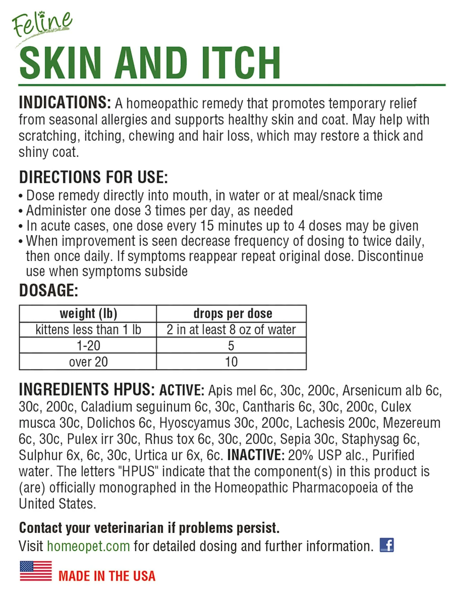 HomeoPet Feline Skin & Itch Cat Allergy and Skin Support Drops - Image 2