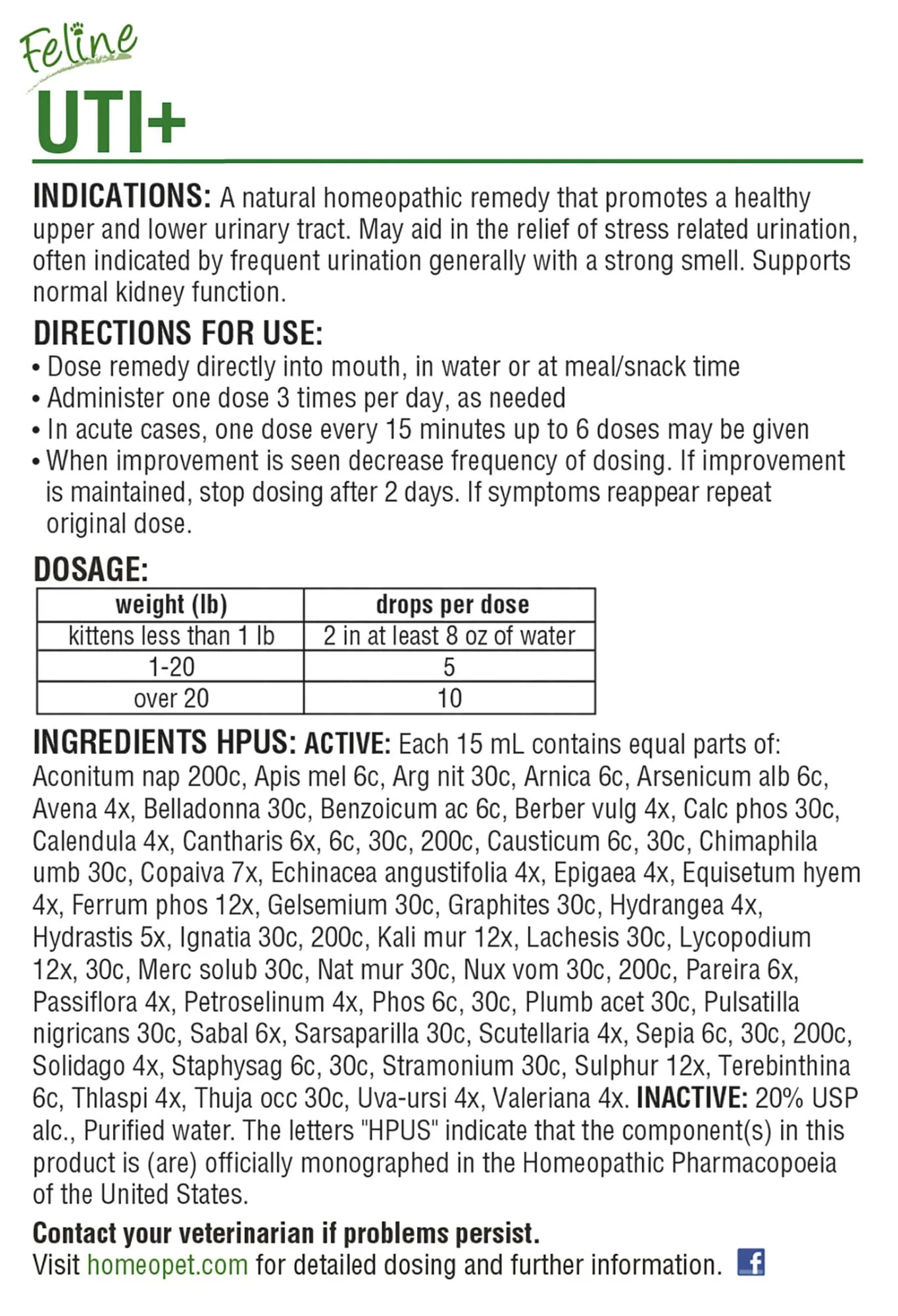 Homeopet Feline UTI+ Urinary Supplement for Cats - Image 2