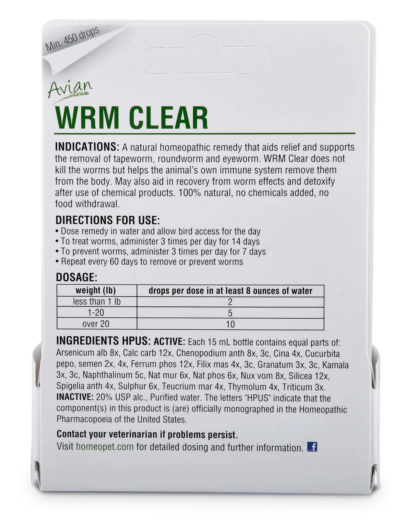HomeoVet Avian Wrm Clear Poultry Dewormer Drops - Image 2