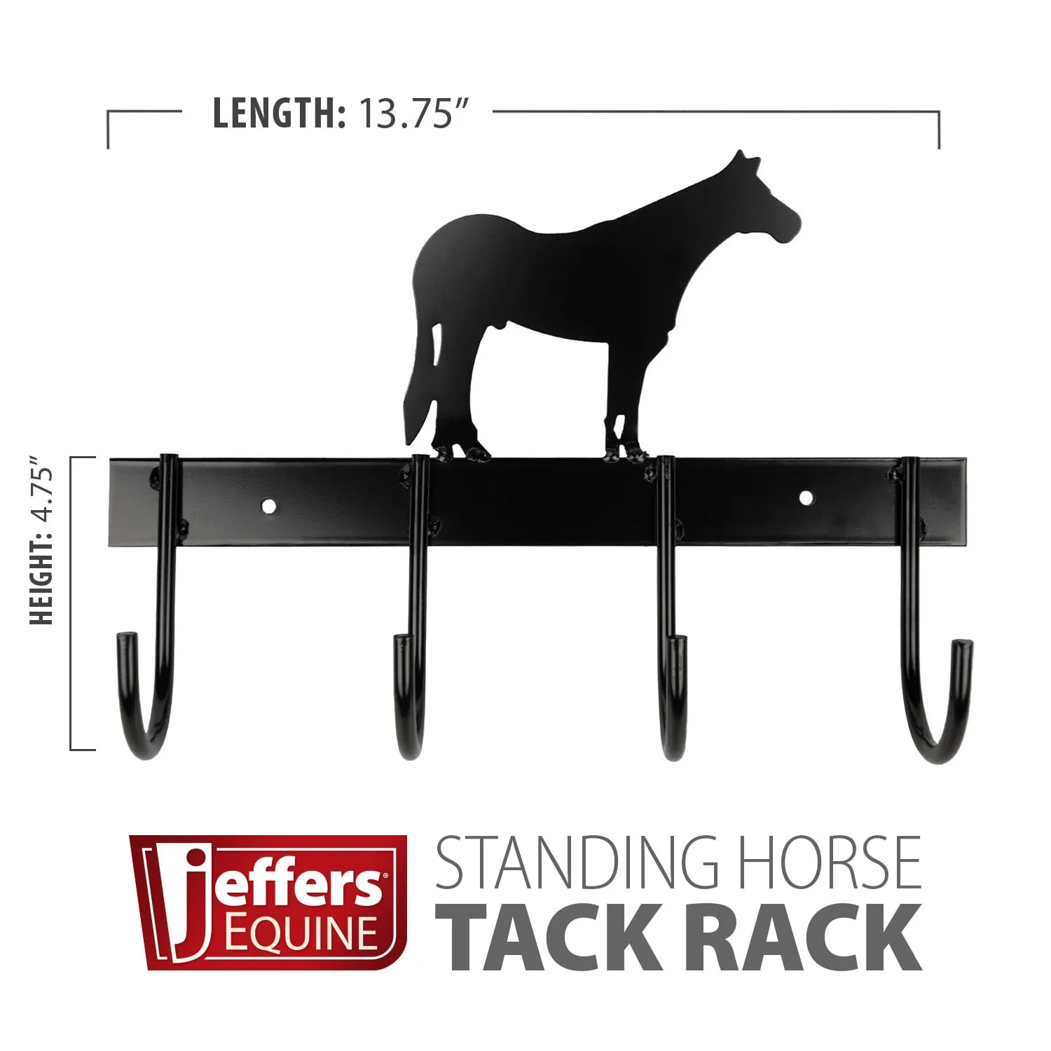 Jeffers Wall Mount 4-Hook Horse Tack Rack, Barrel Racer or Horse Silhouette - Image 1