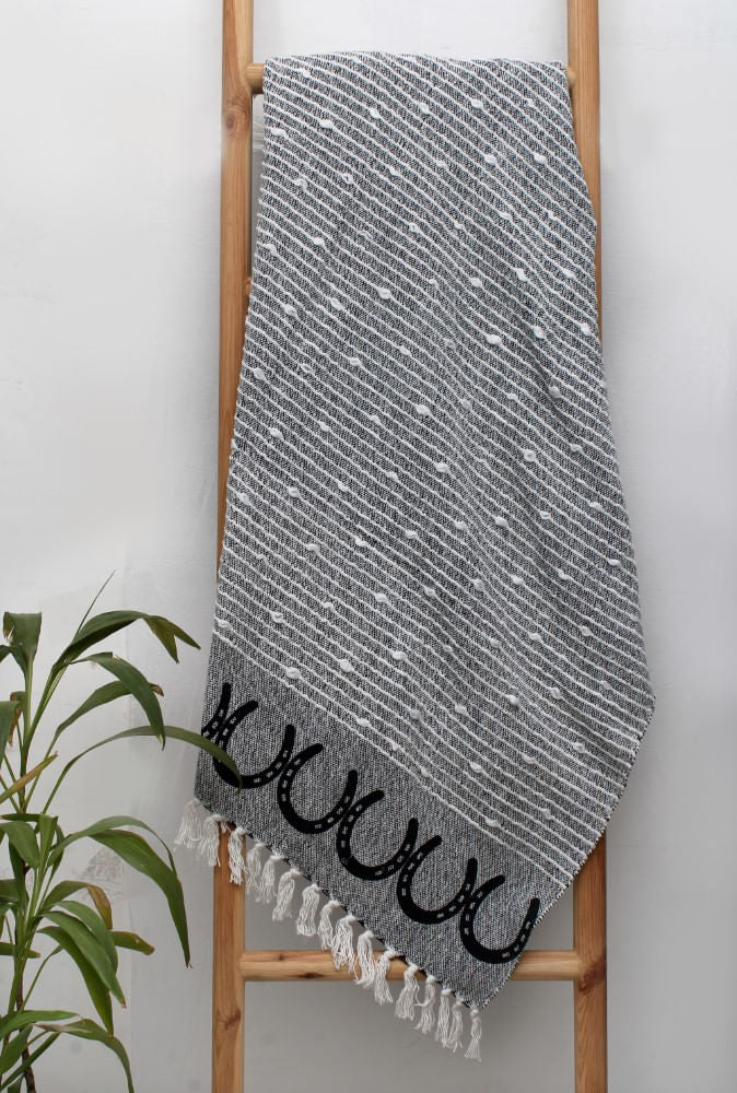 Horsehoes Cotton Throw Blanket