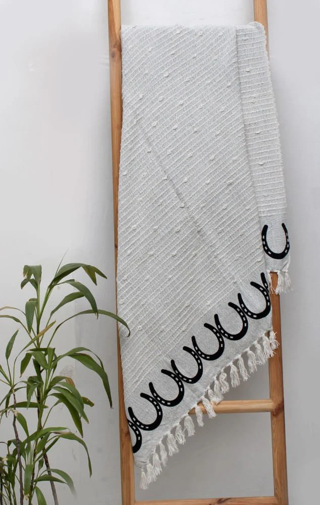 Horsehoes Cotton Throw Blanket - Image 2