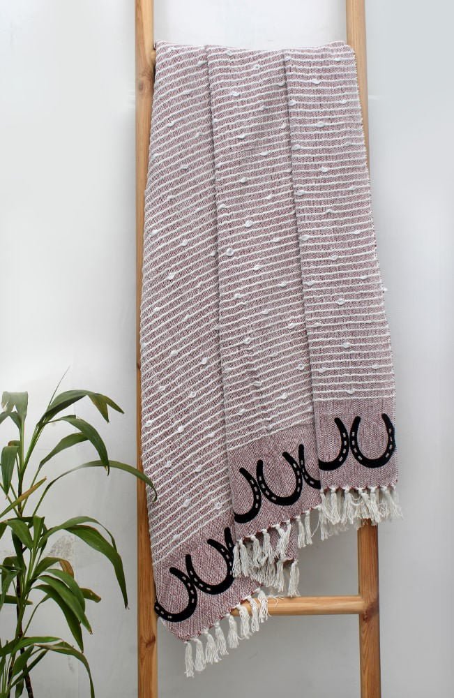 Horsehoes Cotton Throw Blanket - Image 3