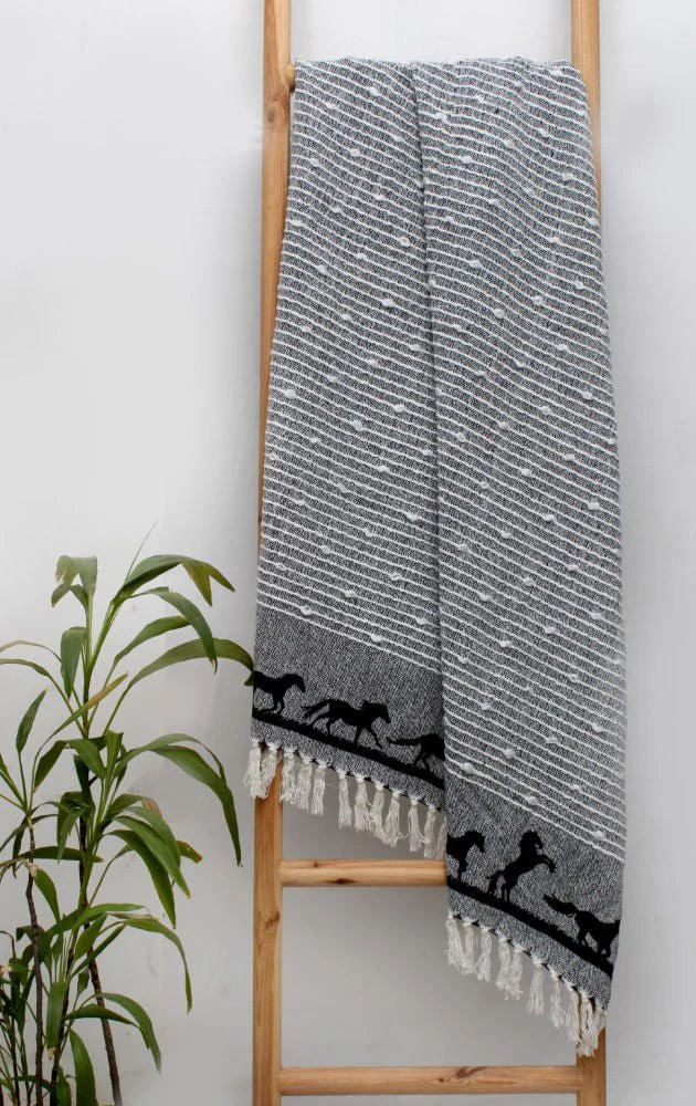 Horses Cotton Throw Blanket - Image 2