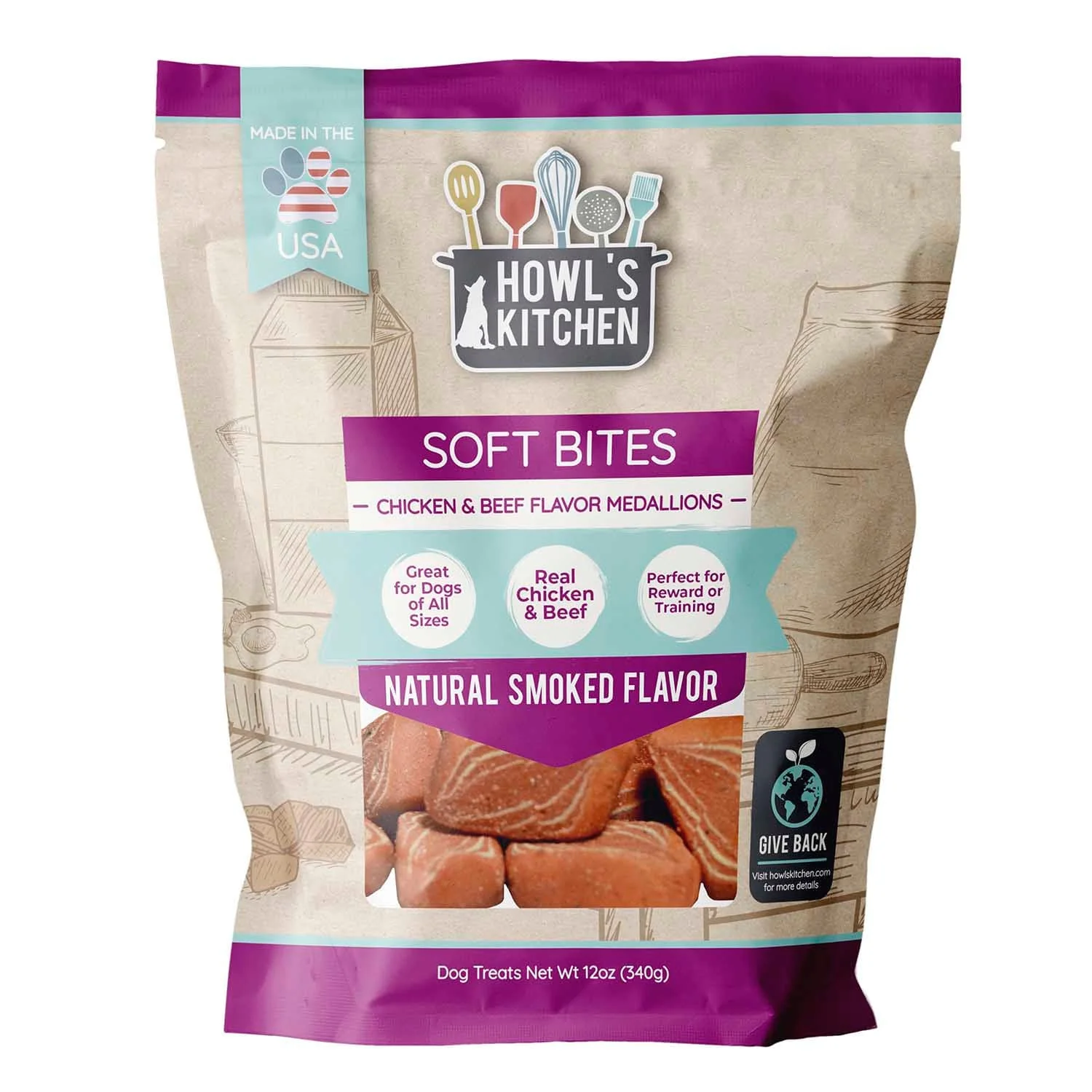 Howl's Kitchen Chicken and Beef Flavor Meaty Medallions, 12 oz - Image 1