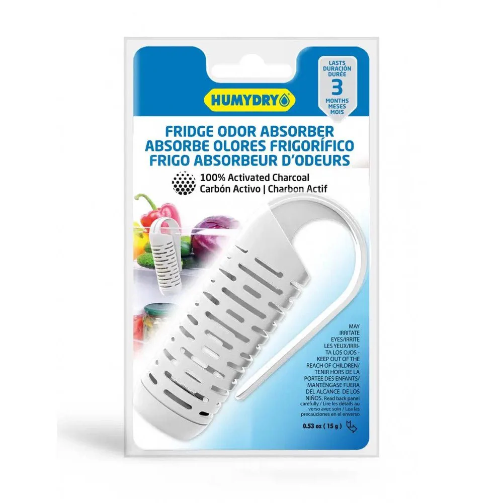 Humydry CLIP Fridge Fresh Odor Absorber – Unscented Charcoal Refrigerator Deodorizer, Lasts 3 Months