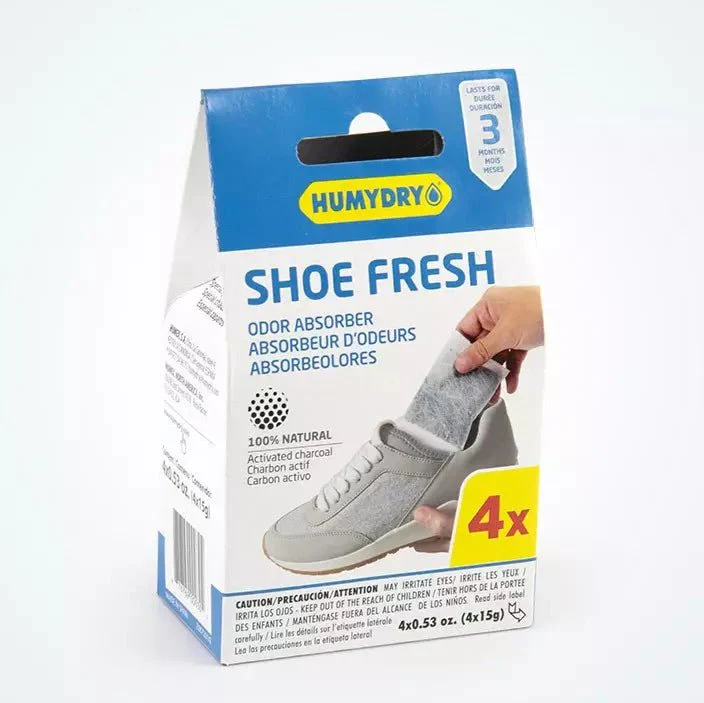 Humydry Shoe Fresh 4 Pack – 100% Natural Charcoal Odor Absorbers for Shoes & Gear, Unscented - Image 1
