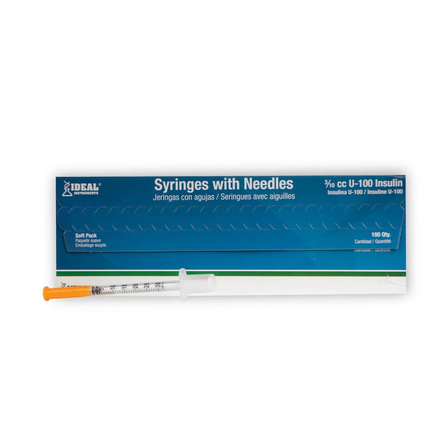 Ideal Insulin Syringes with Needle, Box of 100 - Image 1