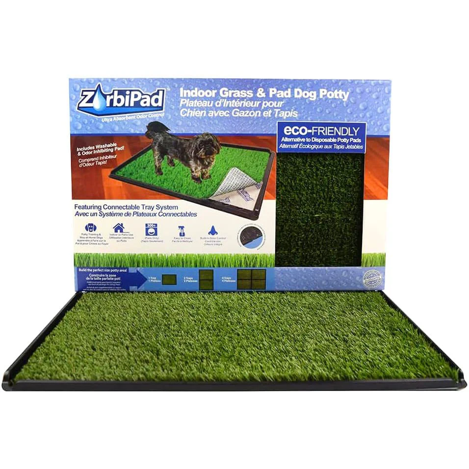 Indoor Dog Potty System, 16" x 24" (Tray, Pad, Grass) - Image 1