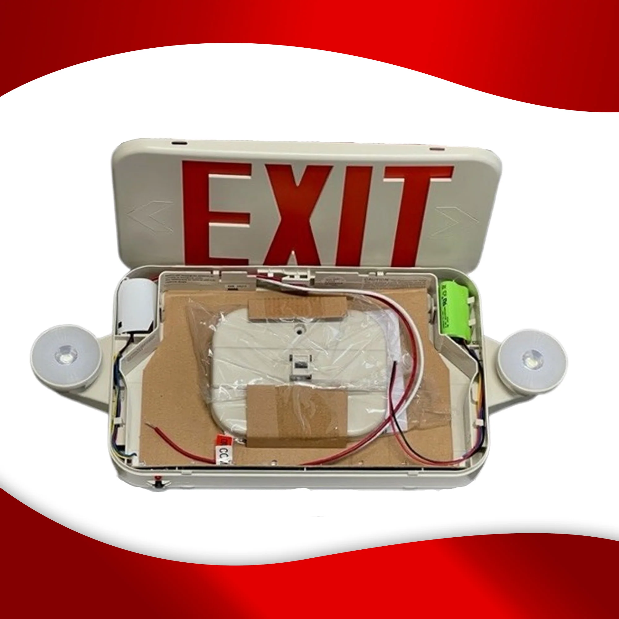 Slim Exit Emergency Combo with Backup Battery - Red Letters #353 - Image 3
