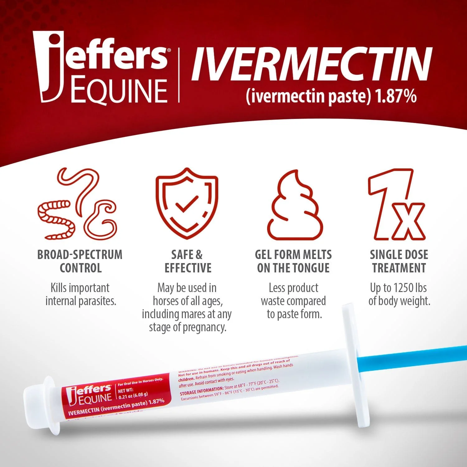 Jeffers Ivermectin Horse Dewormer Gel, Apple Flavored - Image 3