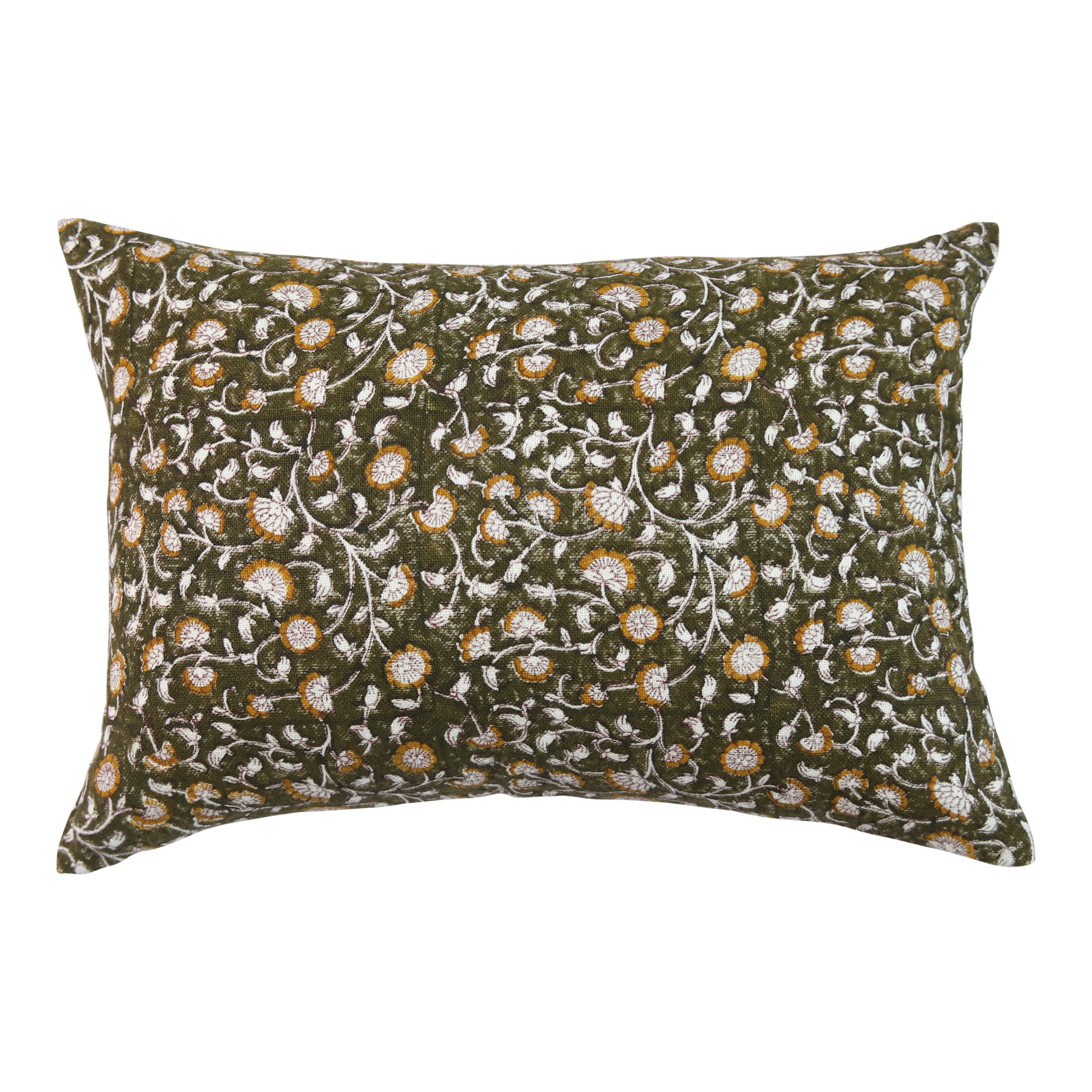 Izna Olive on White Pillow - Image 1