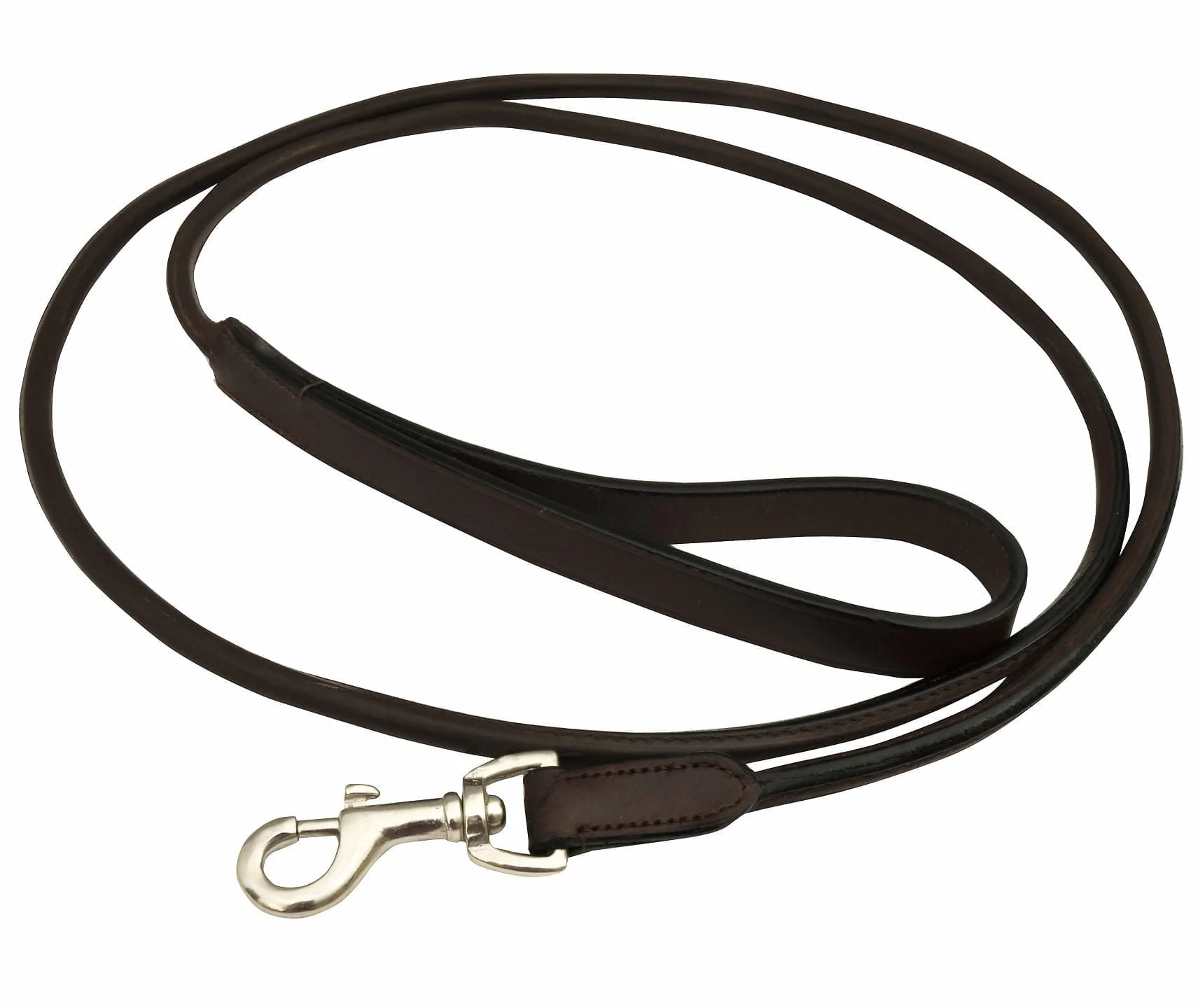 Jeffers Rolled Brown Leather Dog Leash with Hand Strap, 6’L