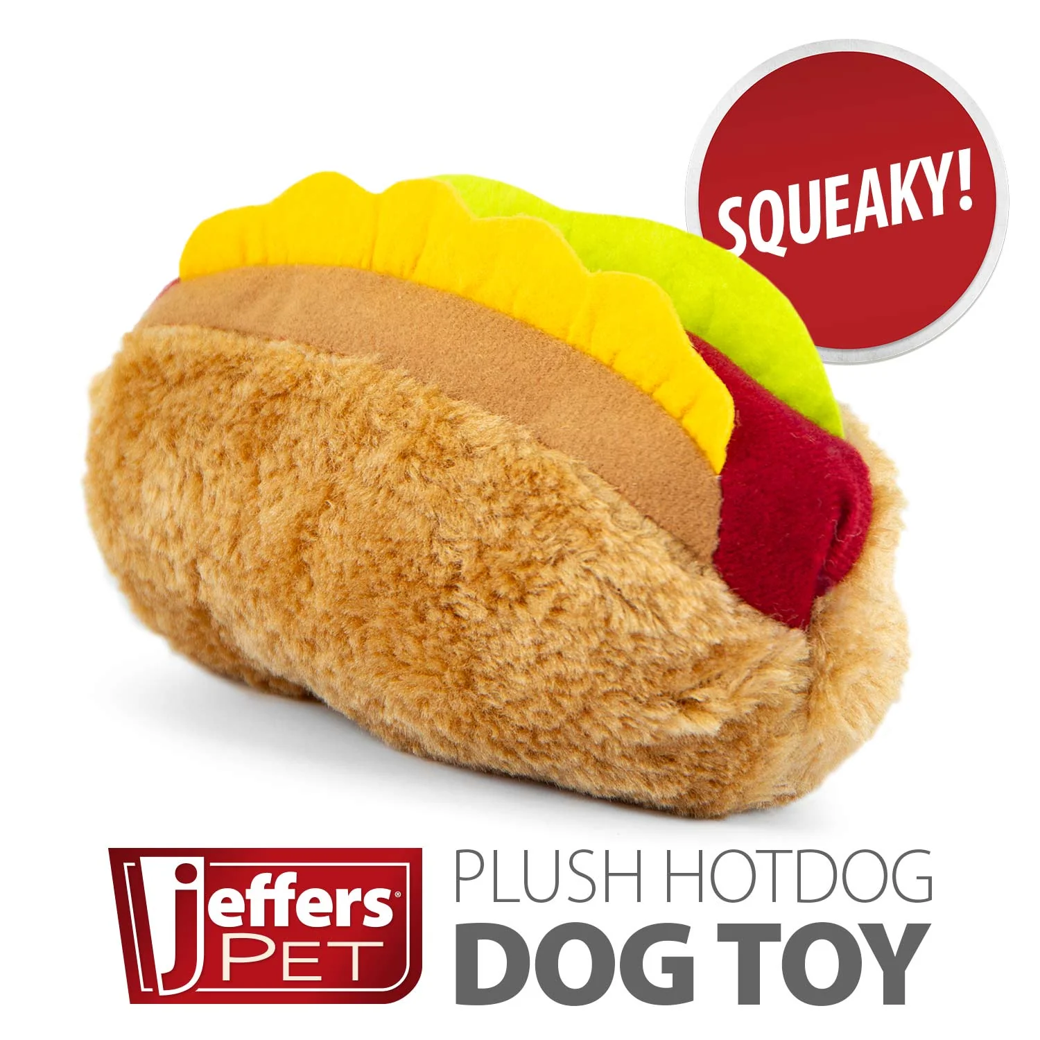 Jeffers American Grill Time Plush Squeaker Dog Toys - Hamburger or Hot Dog - Image 3