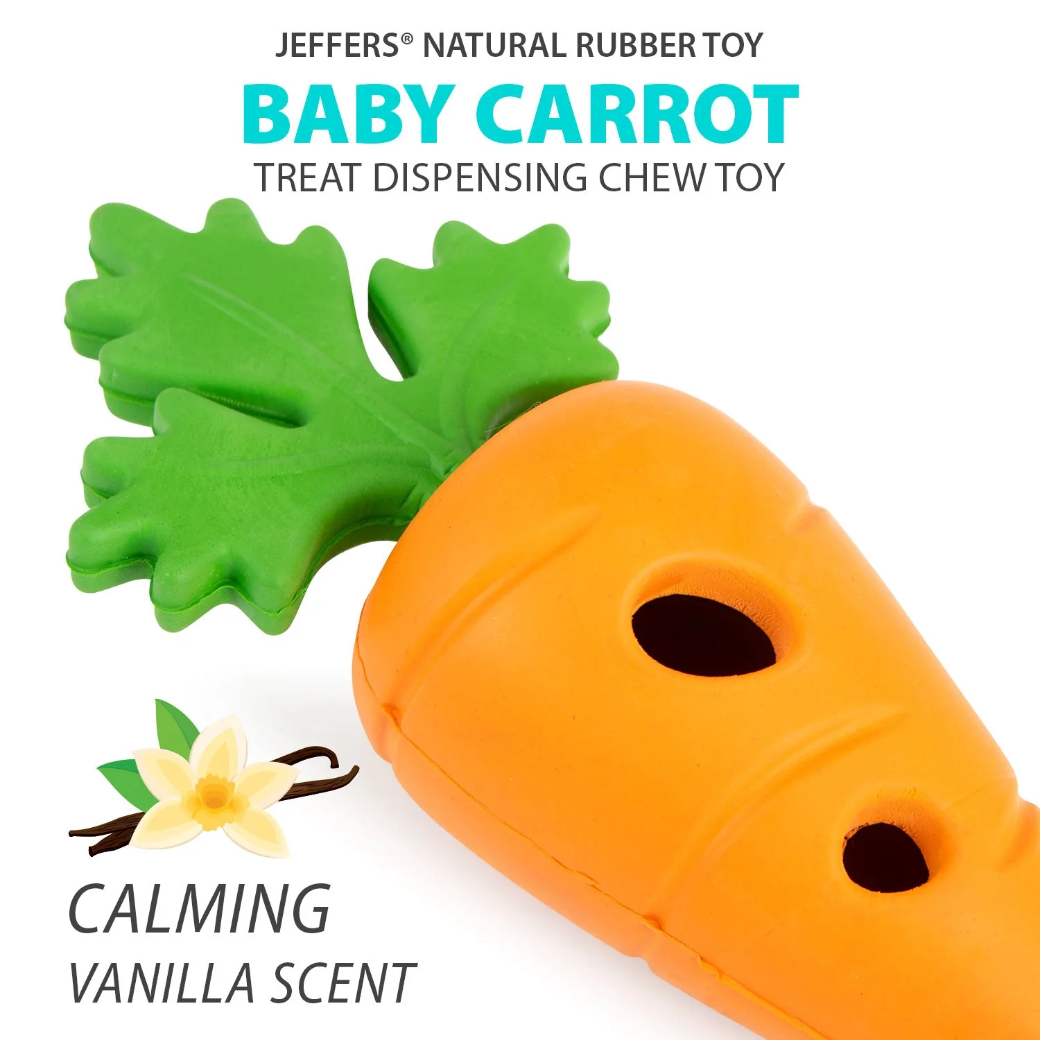 Jeffers Baby Carrot Natural Rubber Treat Dispensing Dog Dental Chew Toy - Image 3