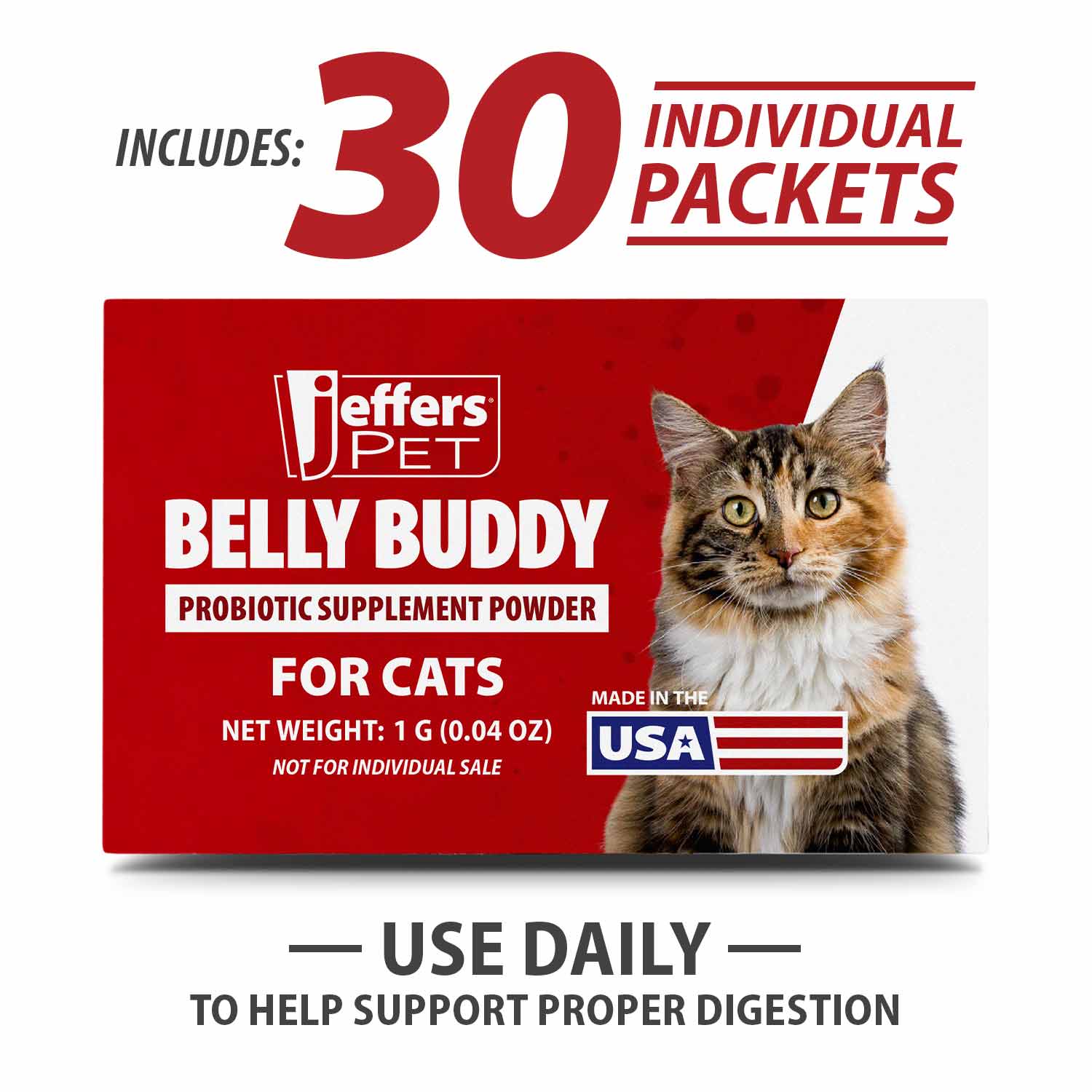 Jeffers BELLY BUDDY Probiotic Supplement Packets for Cats – Multi-Strain Digestive & Immune Support - Image 2